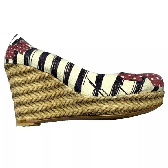 NEW Goby Wedge Heels Striped Zebra Print Rio Catch Your Mood Irregular 8.5 EU 39 - Picture 8 of 9